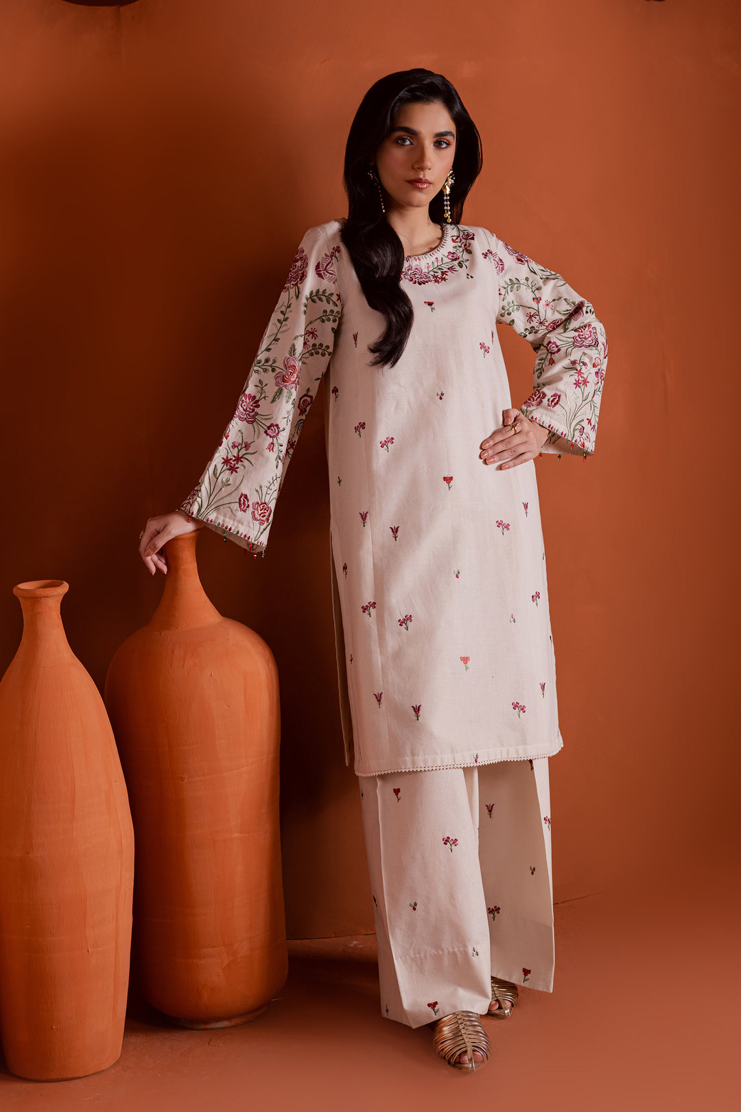 Colours 2Pc - Embroidered Khaddar Dress