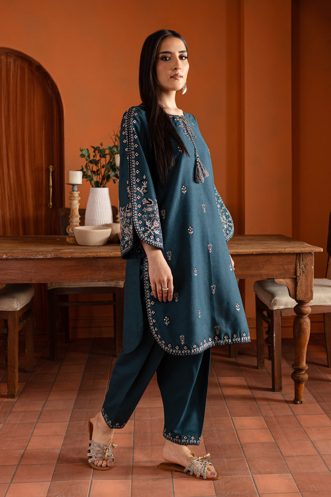 Blue Gem 2Pc- Embroidered Karandi Dress - BATIK