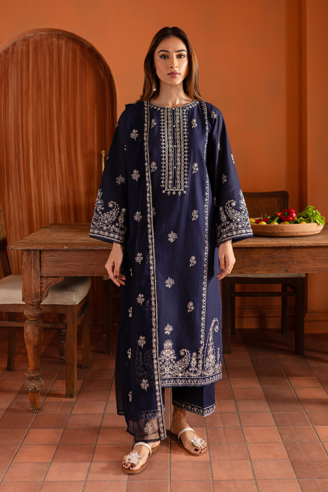 Night Fury 3Pc - Embroidered Khaddar Dress - BATIK