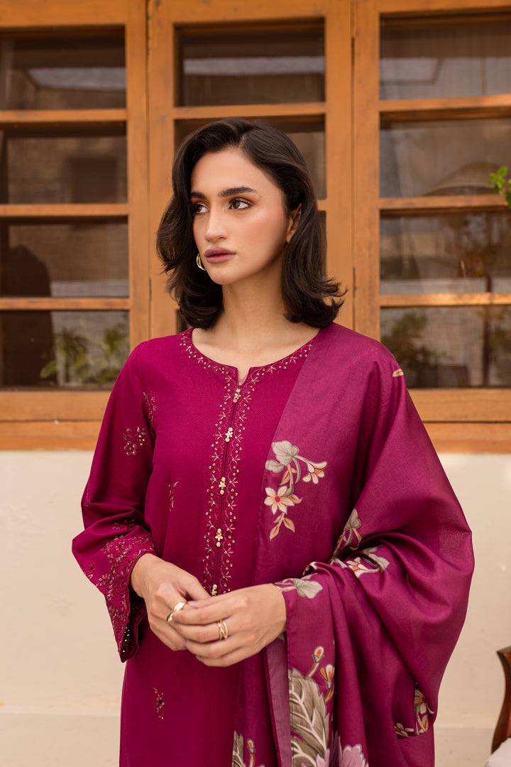 Lilas 3Pc - Embroidered Khaddar Dress - BATIK