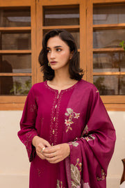 Lilas 3Pc - Embroidered Khaddar Dress - BATIK