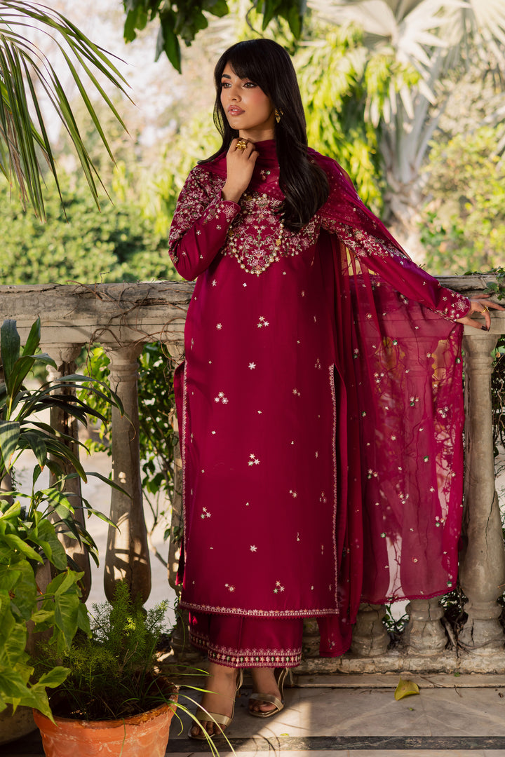 Pink Gulaab 3Pc - Embroidered Khaddar Dress