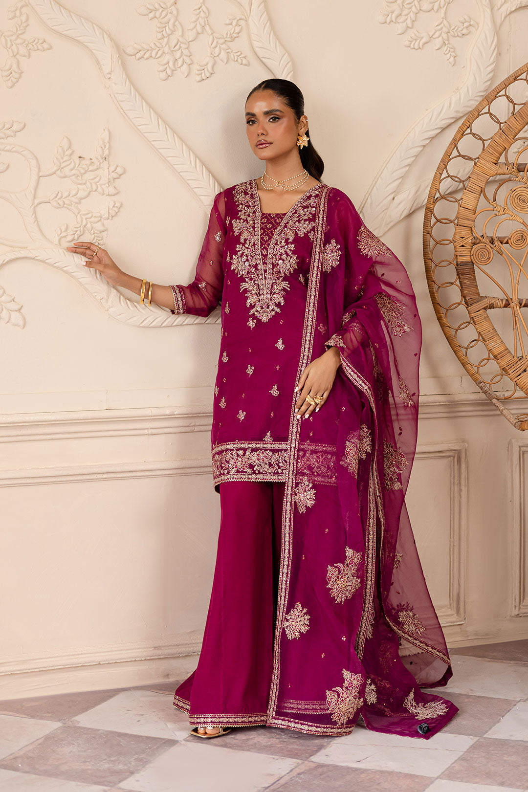 Eriza 3Pc - Embroidered Luxe Pret