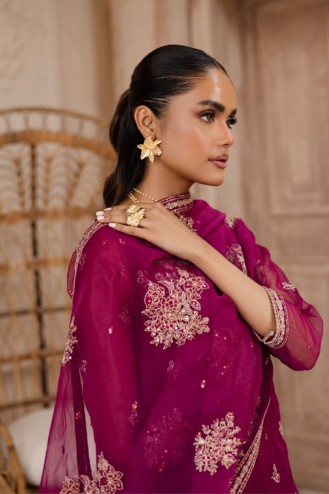 Eriza 3Pc - Embroidered Luxe Pret