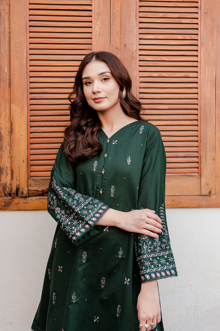 Verdant 2Pc - Embroidered Karandi Dress - BATIK