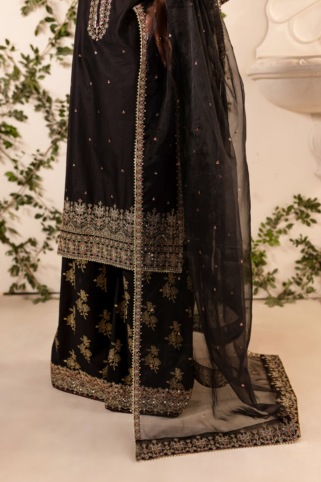 Aria 3Pc - Embroidered Sharara Pret