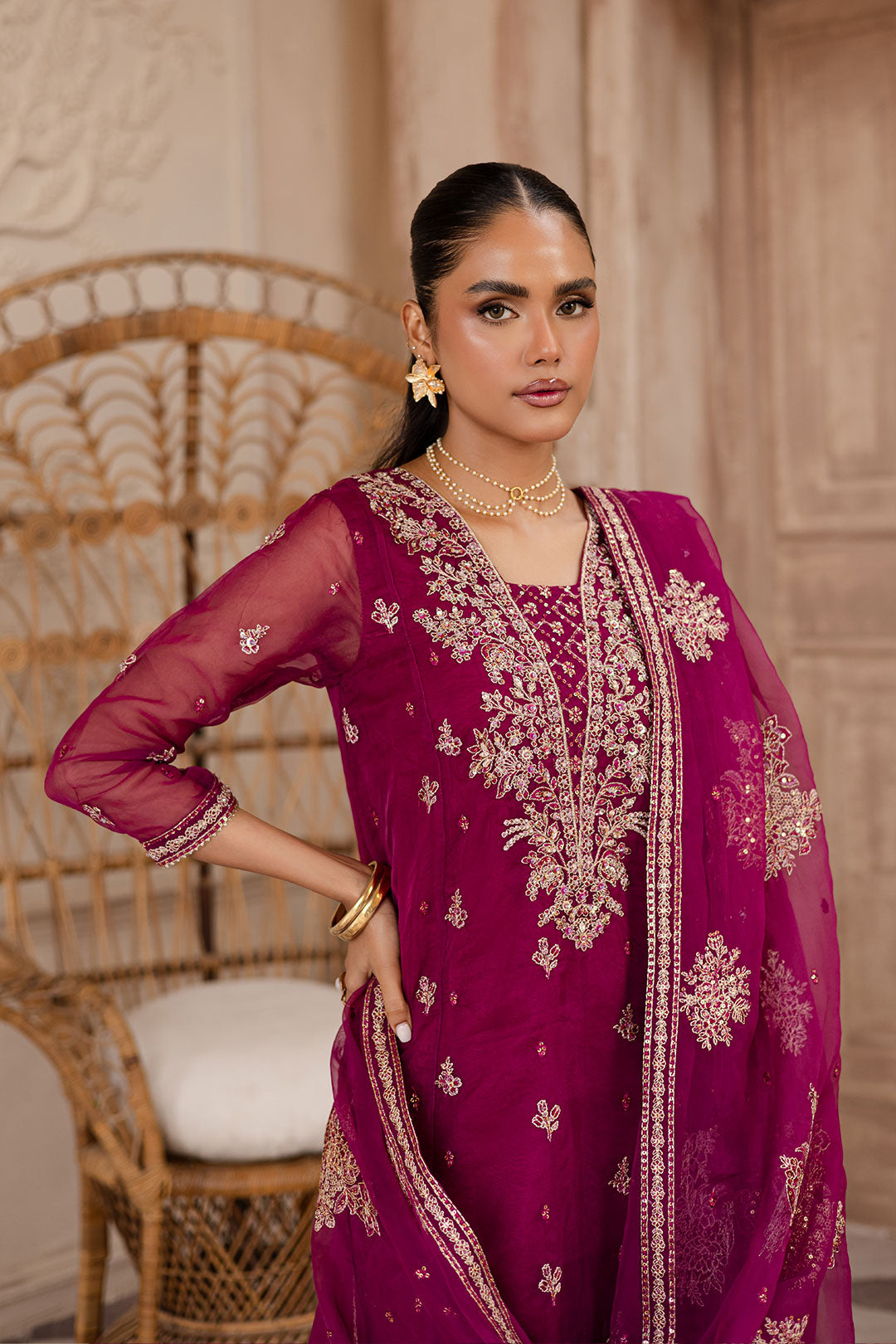 Eriza 3Pc - Embroidered Luxe Pret