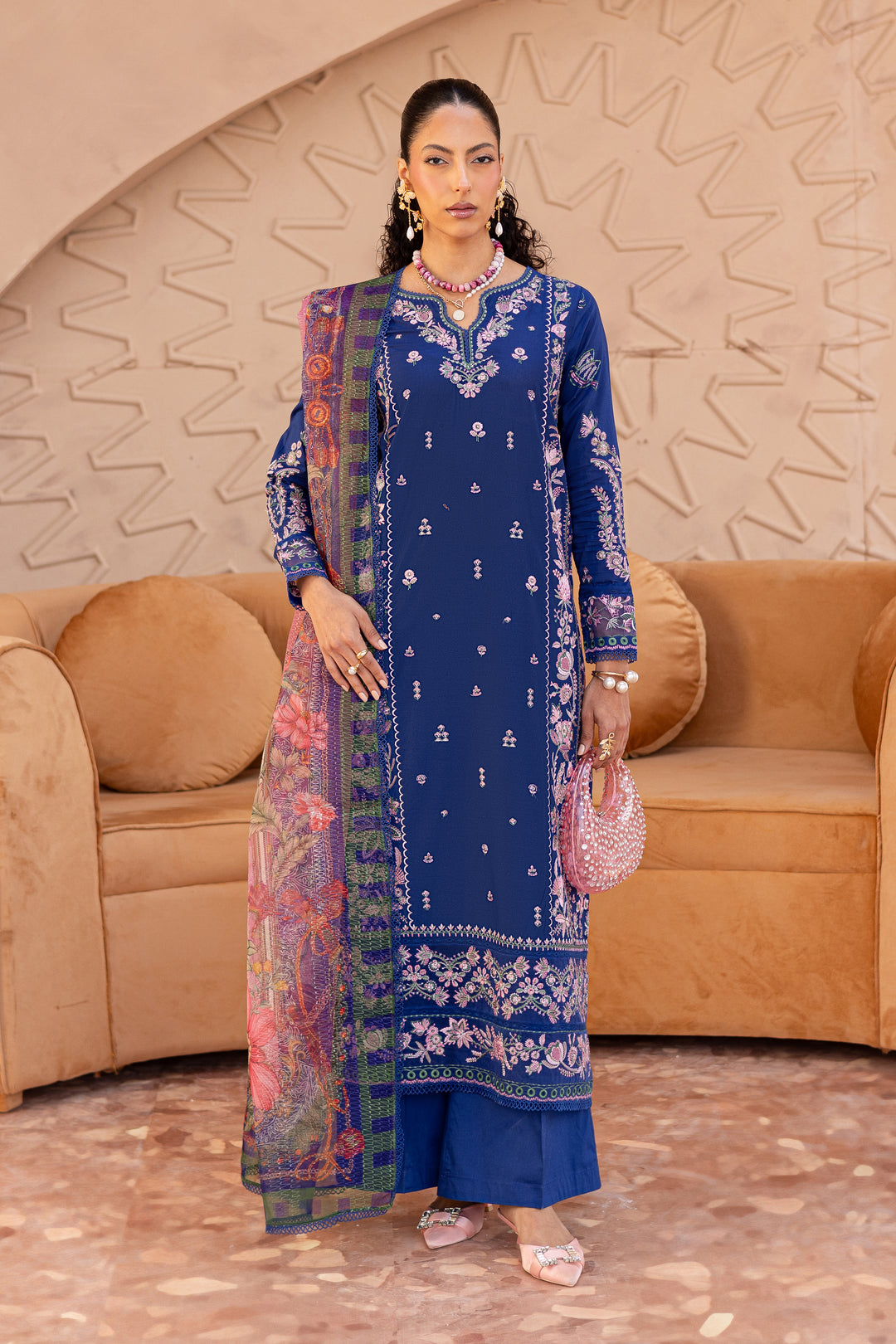 Nawrah 3Pc - Embroidered Luxe Pret