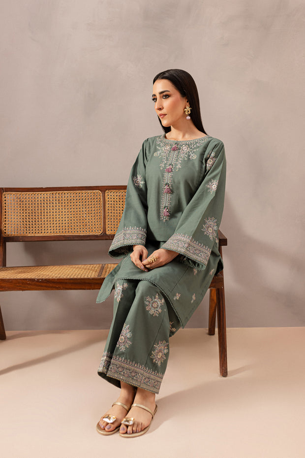 Den 2Pc - Embroidered Khaddar Dress - BATIK