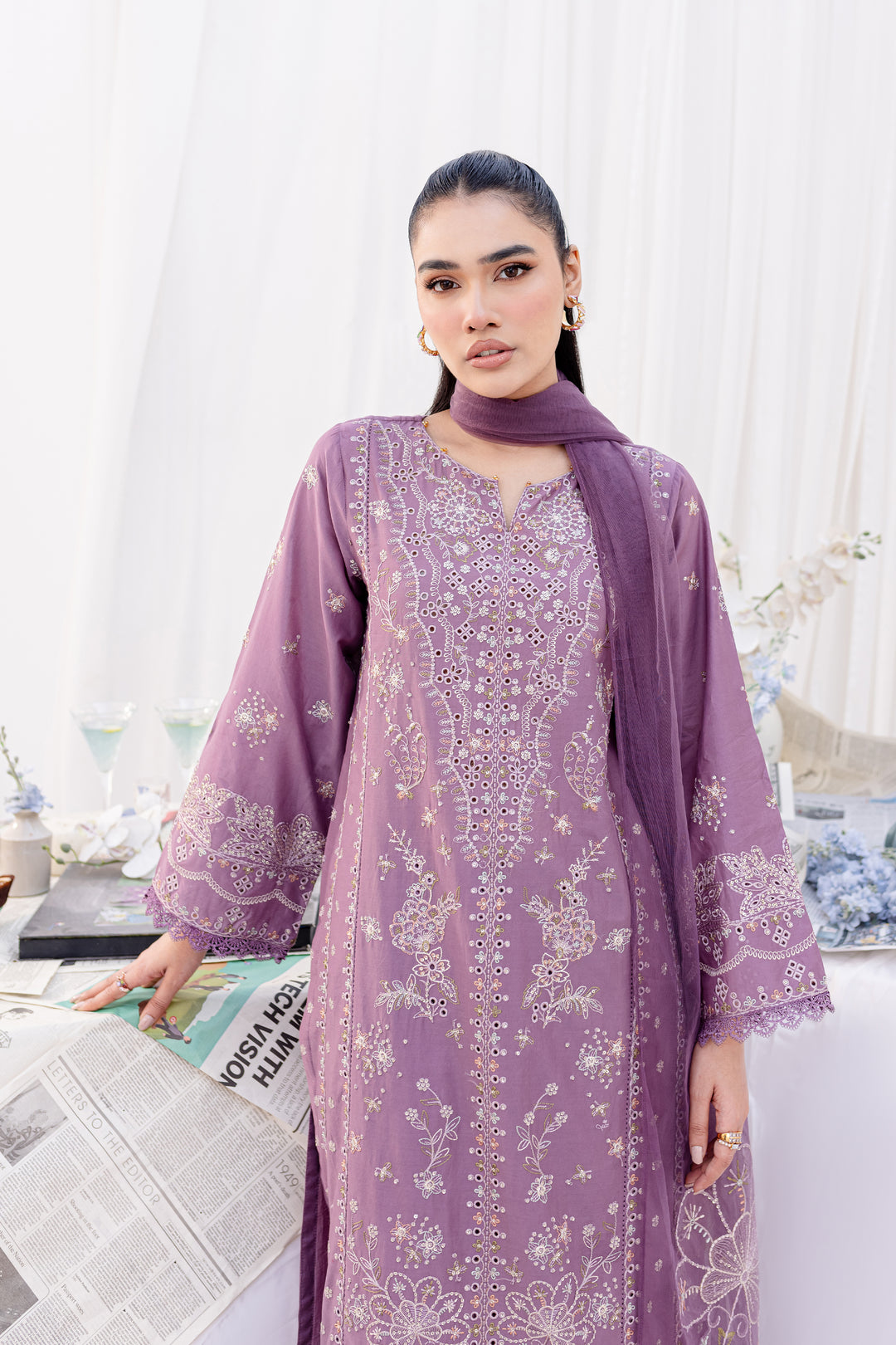 Fern Flower 3Pc - Embroidered Lawn Dress - BATIK