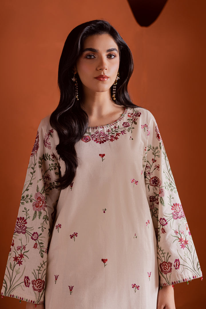 Colours 2Pc - Embroidered Khaddar Dress
