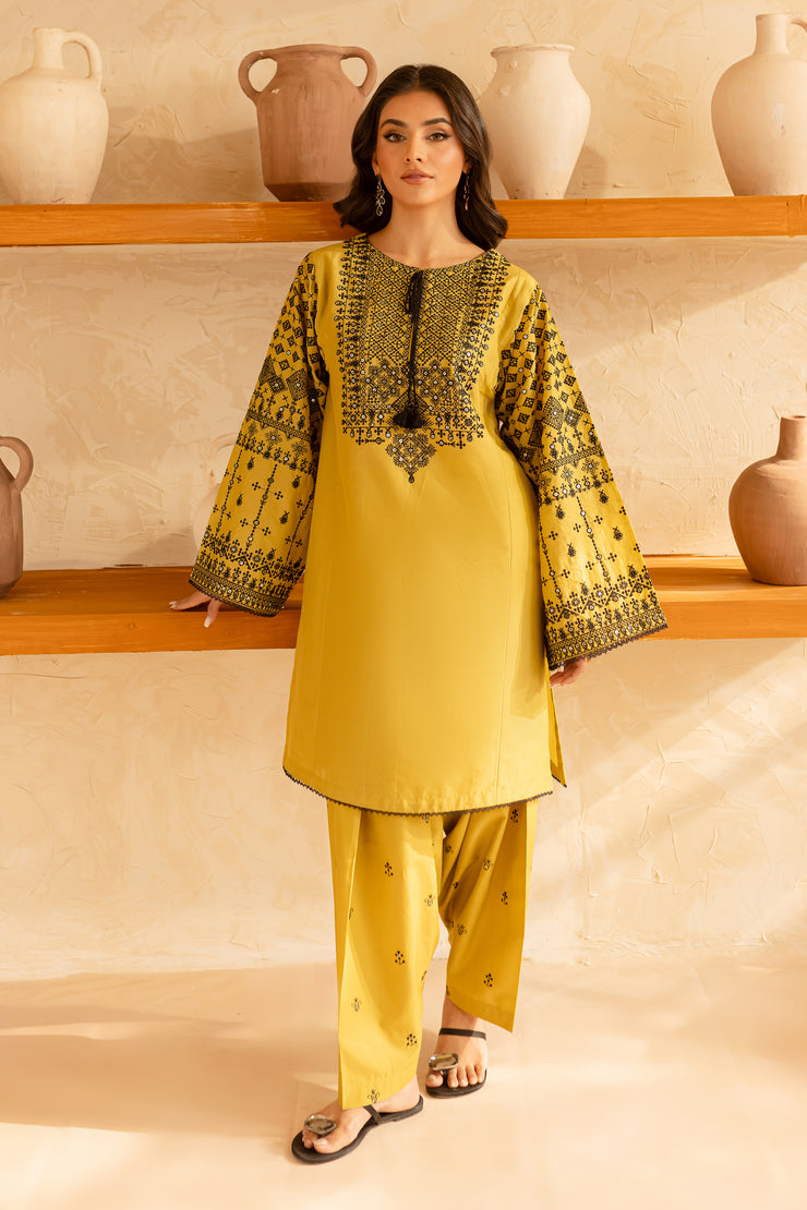 Lime Line 2Pc - Embroidered Lawn Dress