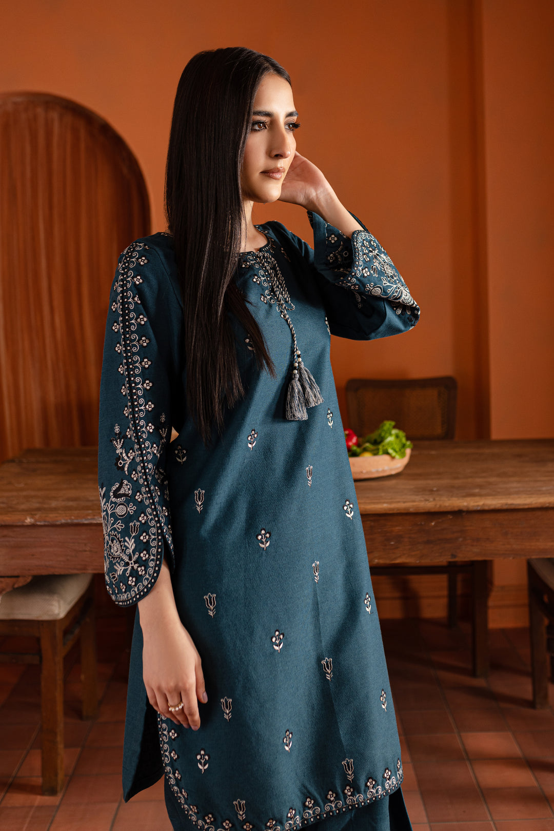 Blue Gem 2Pc- Embroidered Karandi Dress - BATIK