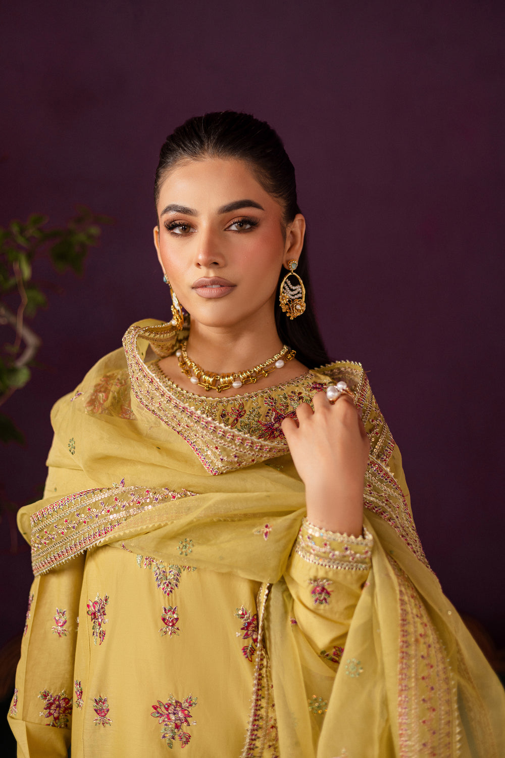 Lime Tree 3Pc - Embroidered Solid Dress - BATIK