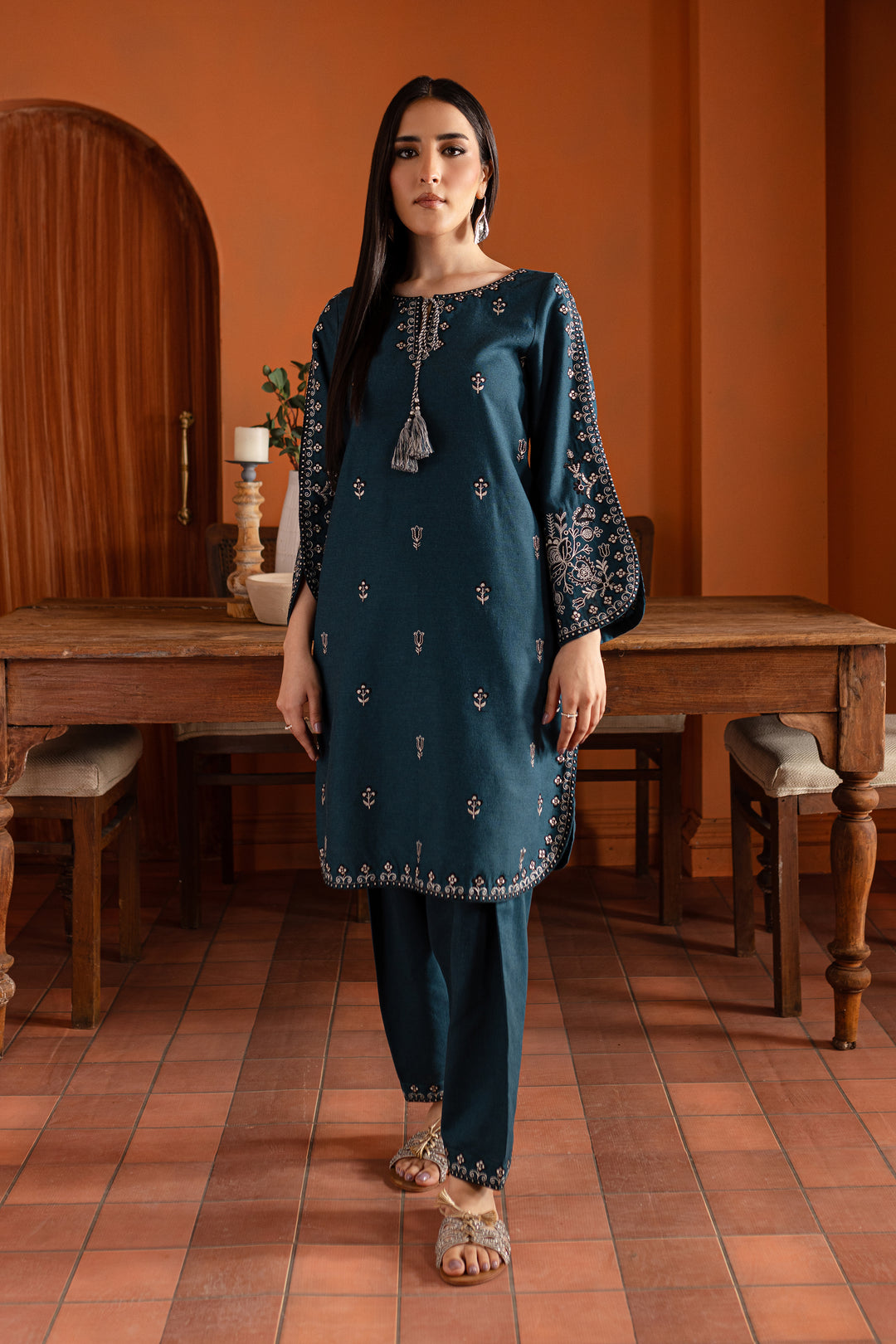 Blue Gem 2Pc- Embroidered Karandi Dress - BATIK