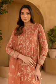 Peach Glam 3Pc - Embroidered Khaddar Dress