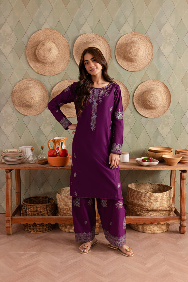 Purple Raina 2Pc - Embroidered Lawn Dress - BATIK