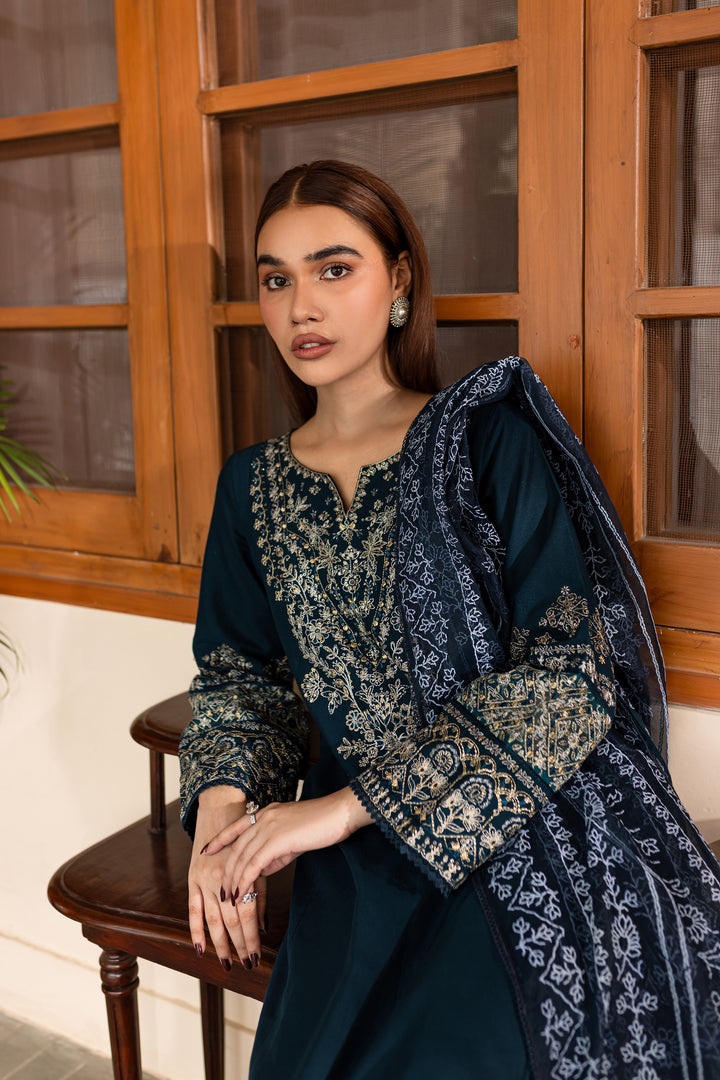 Amari 3Pc - Embroidered Khaddar Dress - BATIK