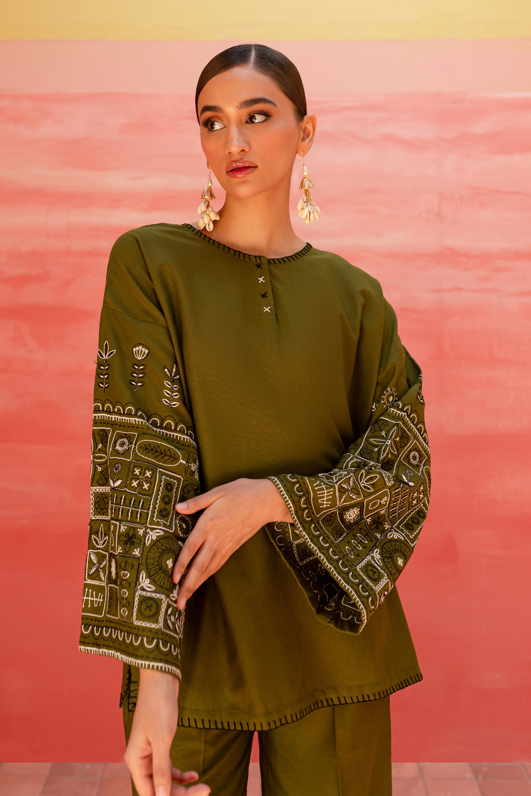 Atwood 2Pc - Embroidered Karandi Dress - BATIK