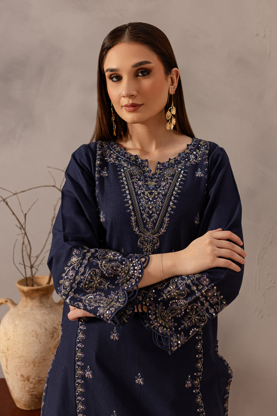 Rhea 2Pc - Embroidered Khaddar Dress - BATIK