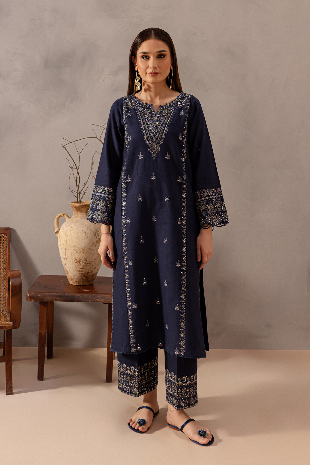 Rhea 2Pc - Embroidered Khaddar Dress - BATIK