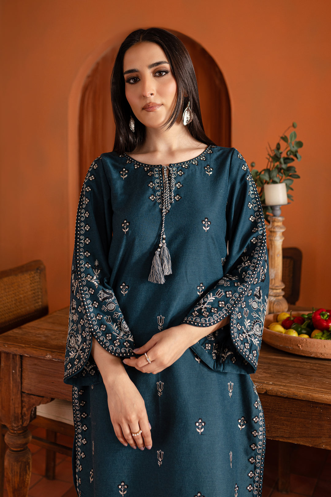 Blue Gem 2Pc- Embroidered Karandi Dress - BATIK