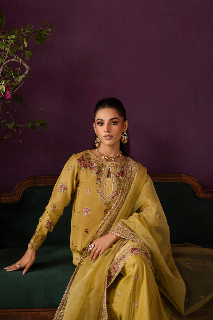 Lime Tree 3Pc - Embroidered Solid Dress - BATIK