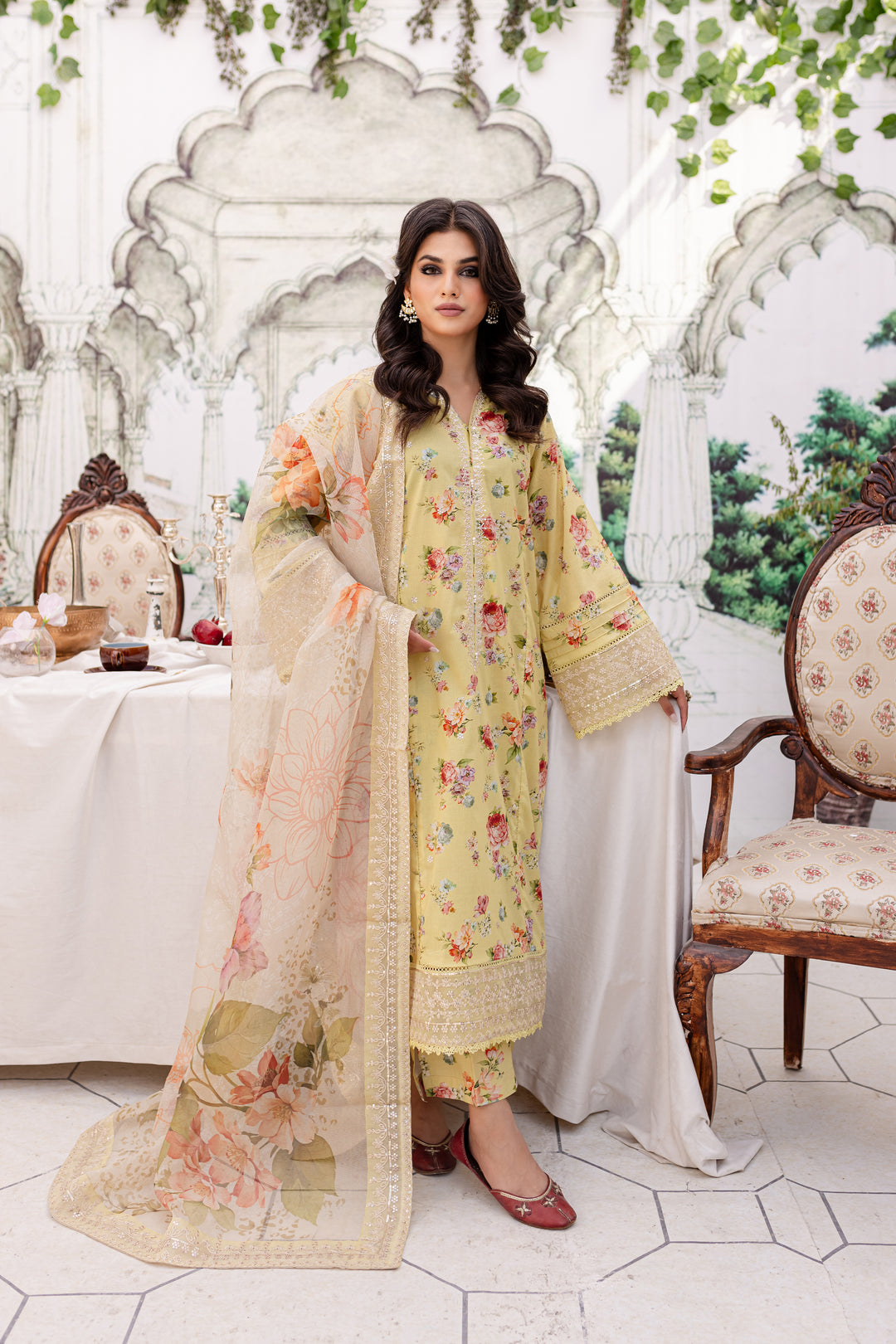 Lime Kelsi 3Pc - Printed Lawn Dress - BATIK