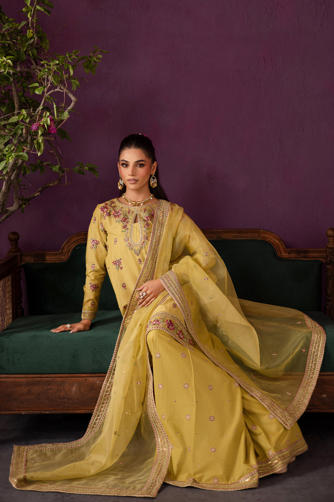 Lime Tree 3Pc - Embroidered Solid Dress - BATIK