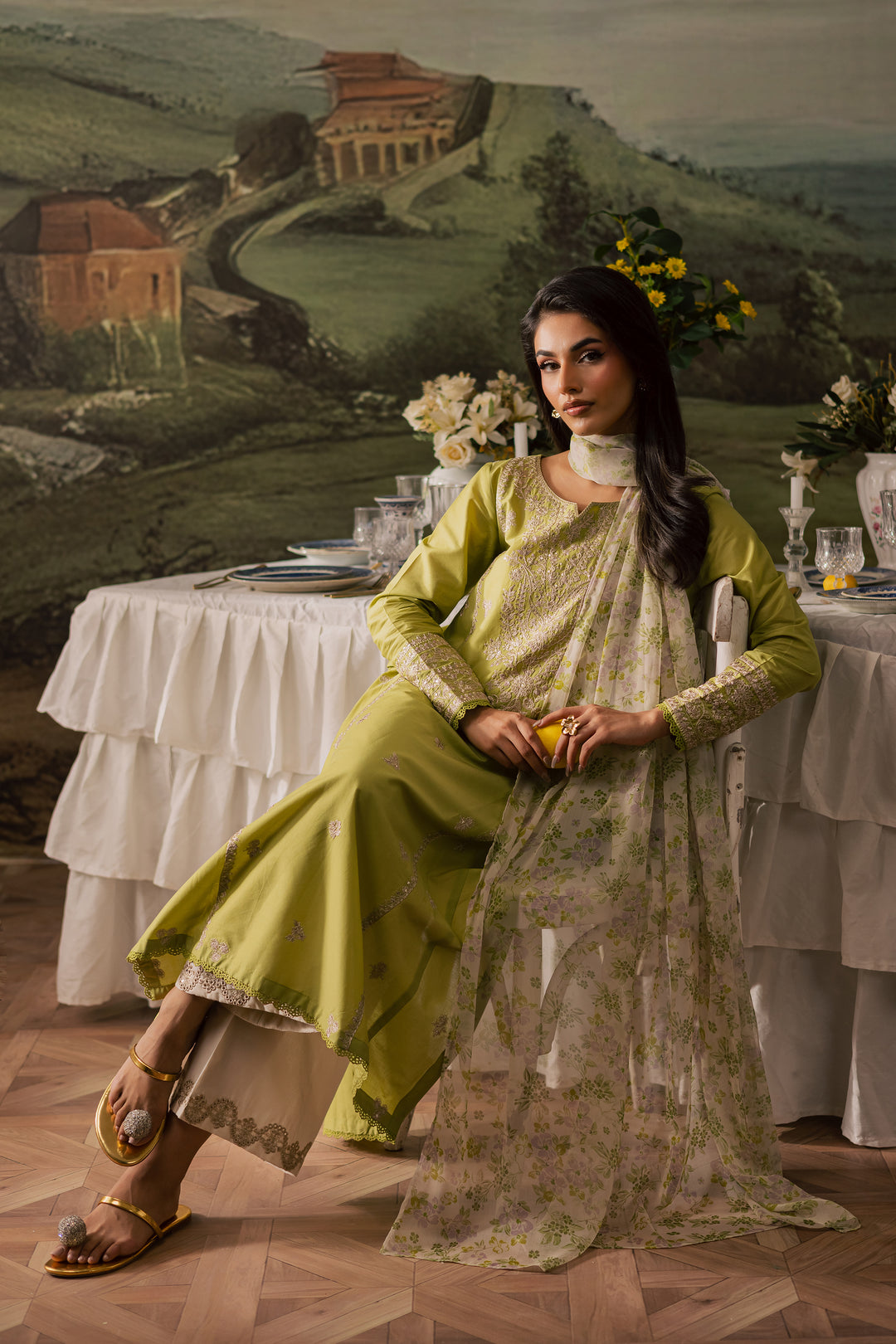 Malbus 3Pc - Embroidered Lawn Pret