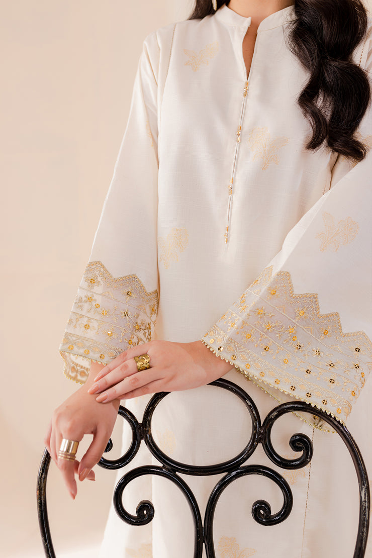 Pattern 2Pc - Embroidered Jacquard Dress - BATIK