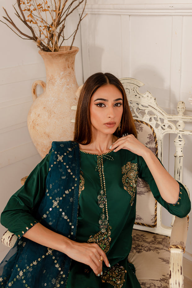 Perzik 3Pc  - Embroidered Luxe PRET - BATIK