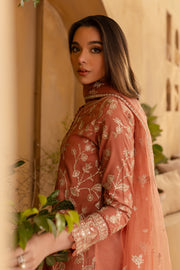 Peach Glam 3Pc - Embroidered Khaddar Dress