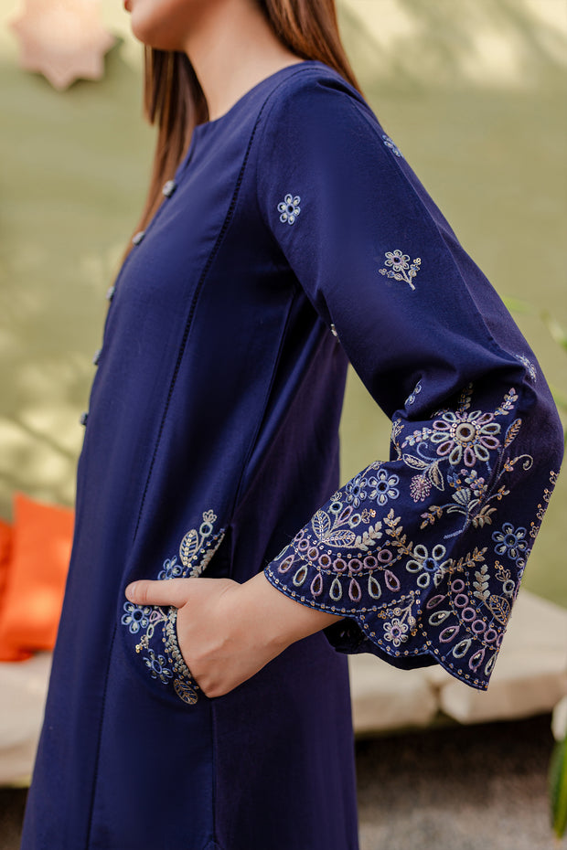 Galaxy Sky 2Pc - Embroidered Khaddar Dress - BATIK