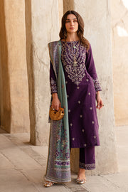 Plum Sage 3Pc - Embroidered Khaddar Dress