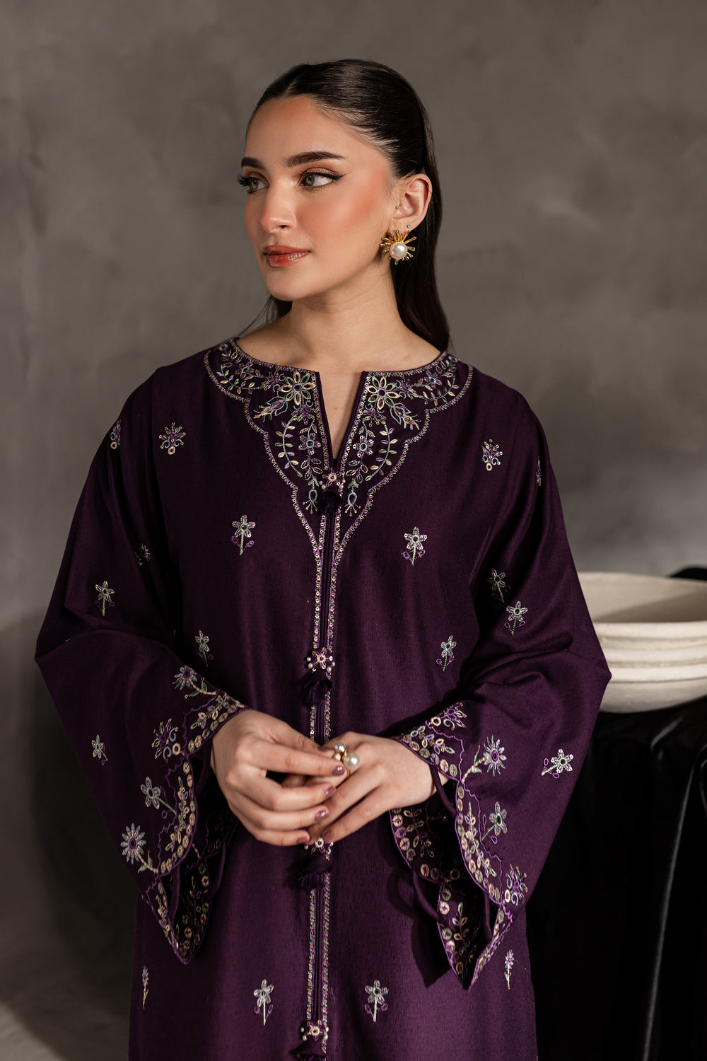 Orchid 2Pc - Embroidered Karandi dress - BATIK