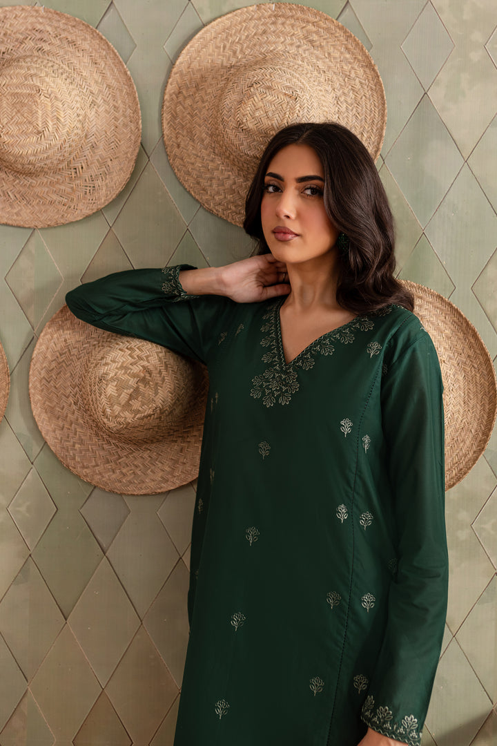 Green Brick 2Pc - Embroidered Lawn Dress - BATIK