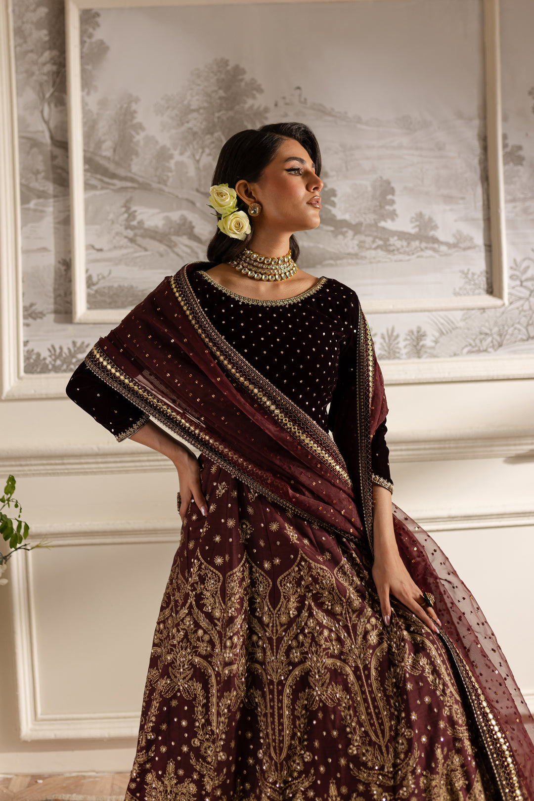 Maroon Parsa - 3Pc Formal Dress - BATIK