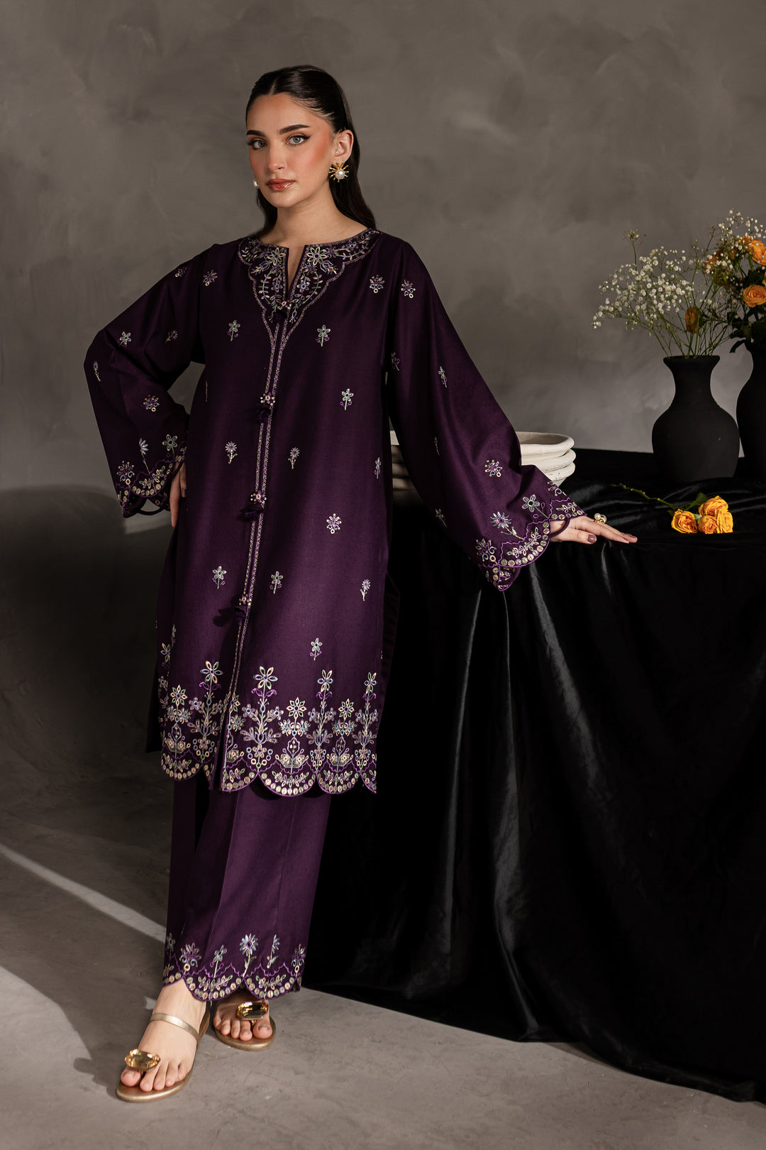 Orchid 2Pc - Embroidered Karandi dress - BATIK