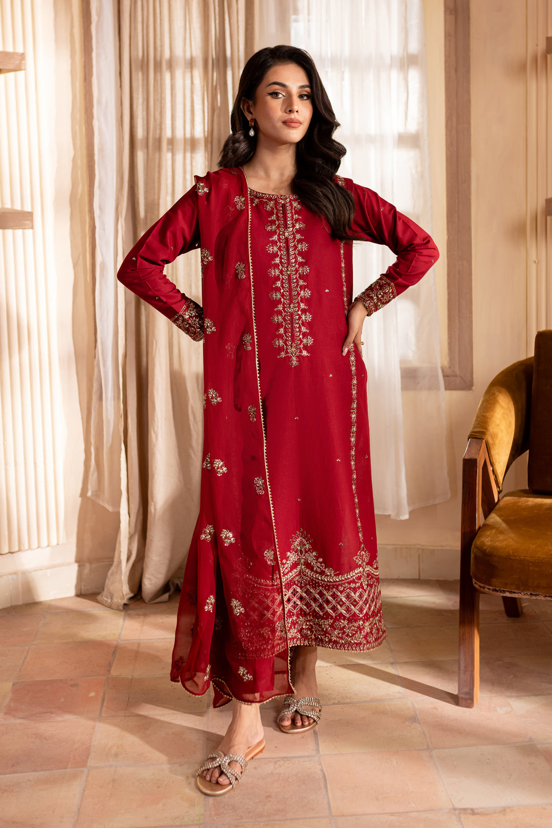 Rhaenyra 3Pc - Embroidered Khaddar Dress - BATIK