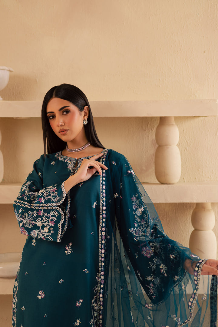 Amaan 3Pc - Embroidered Solid Dress - BATIK