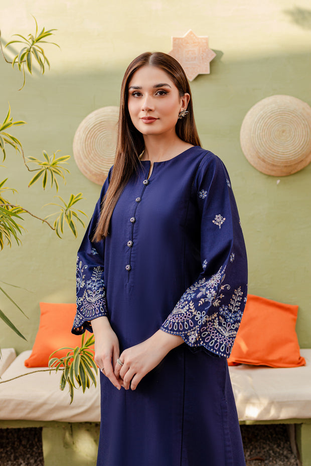 Galaxy Sky 2Pc - Embroidered Khaddar Dress - BATIK