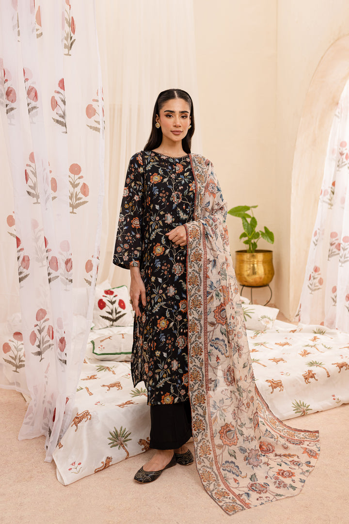 Hawk 3Pc - Printed Lawn Dress - BATIK