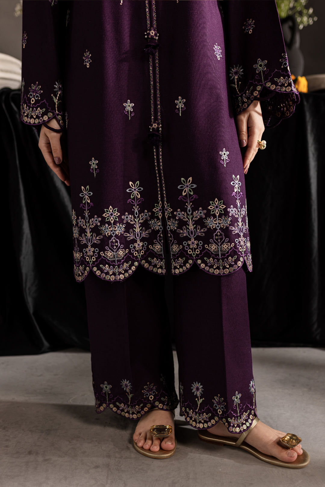 Orchid 2Pc - Embroidered Karandi dress - BATIK