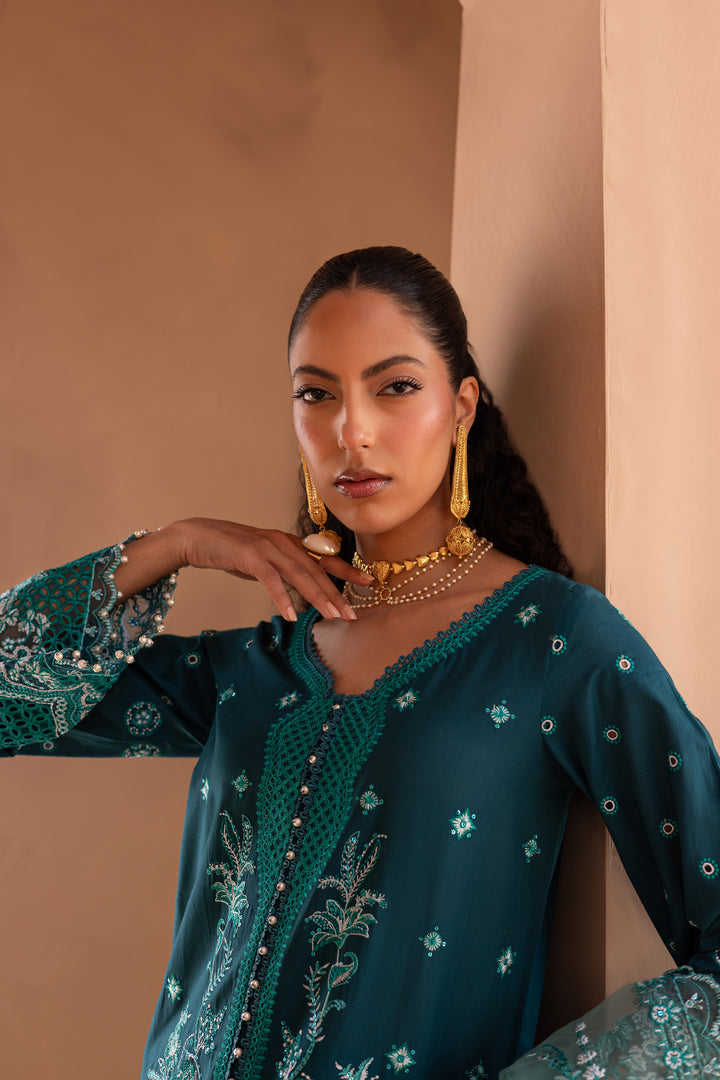 Fayrozah 3Pc - Embroidered Luxe Pret