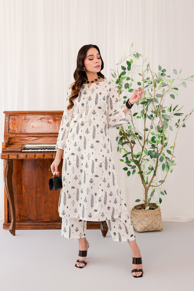 Dig. Burnt White 2Pc - BATIK