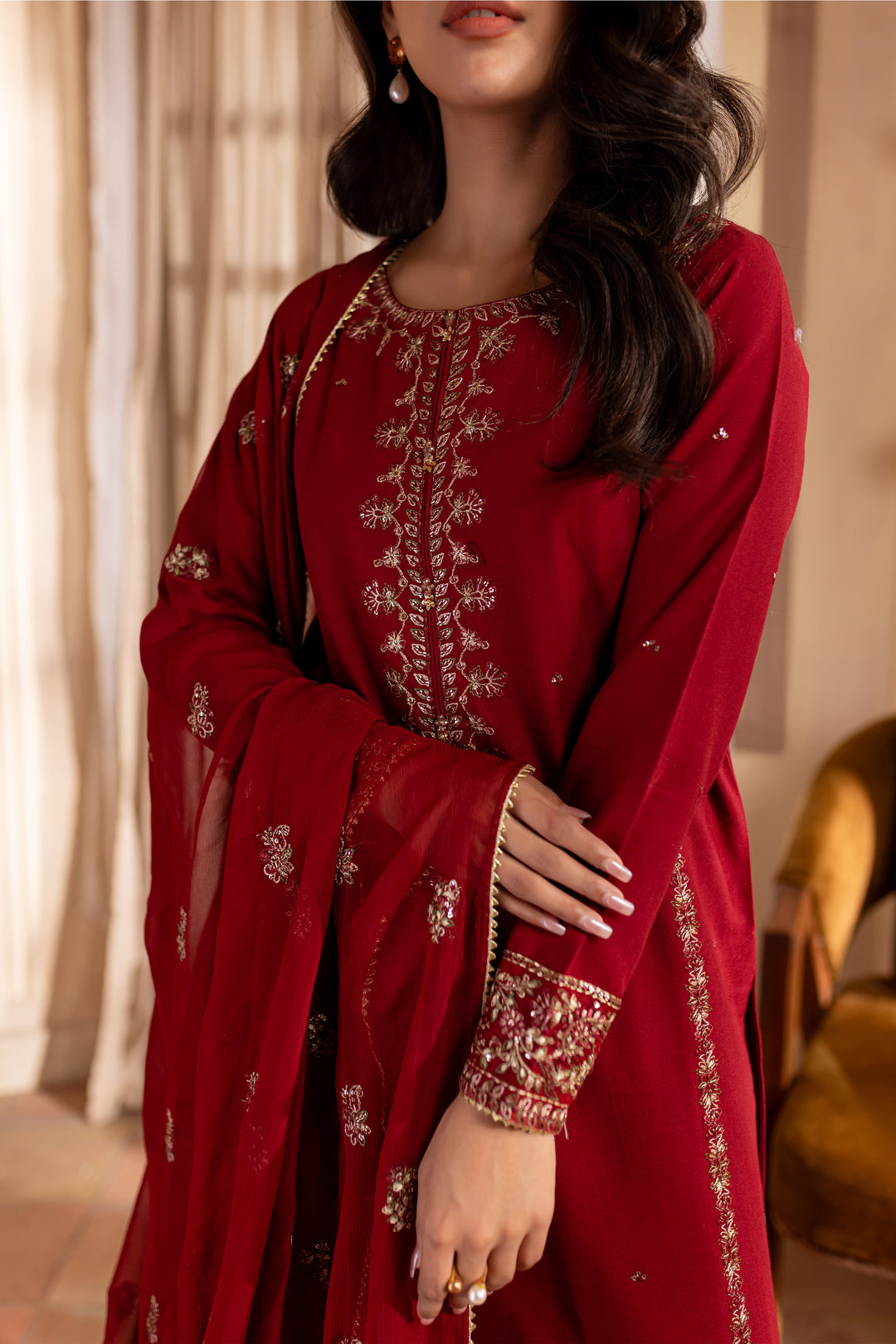 Rhaenyra 3Pc - Embroidered Khaddar Dress - BATIK