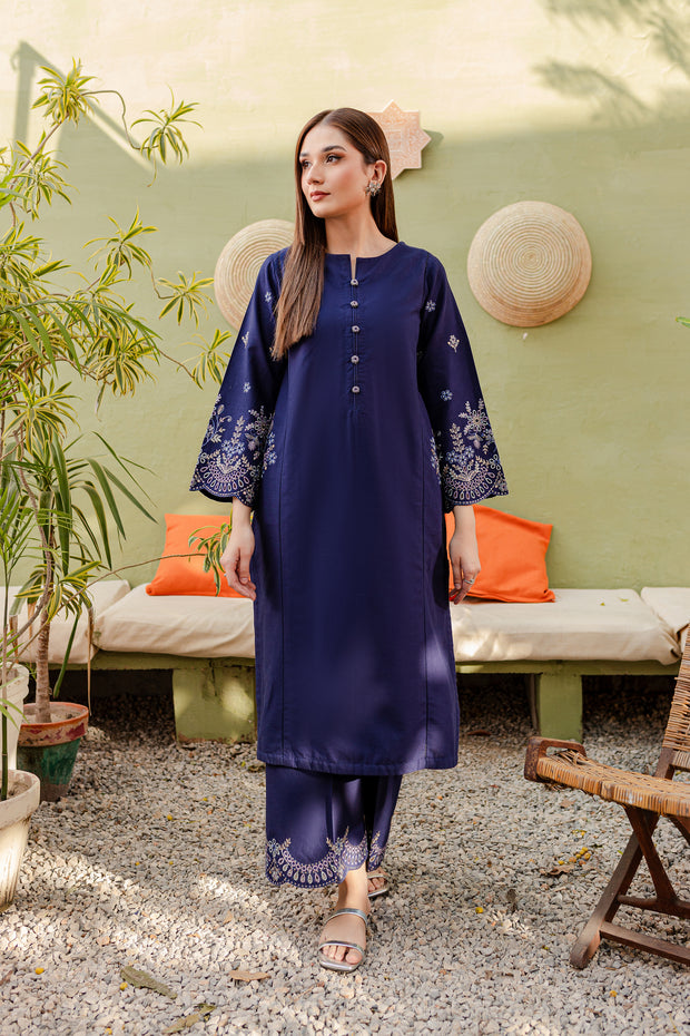 Galaxy Sky 2Pc - Embroidered Khaddar Dress - BATIK