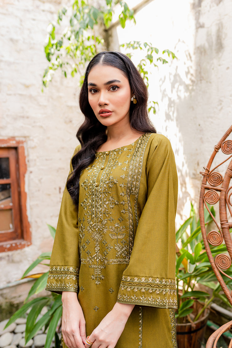 Sea Grass 2Pc - Embroidered Karandi Dress - BATIK