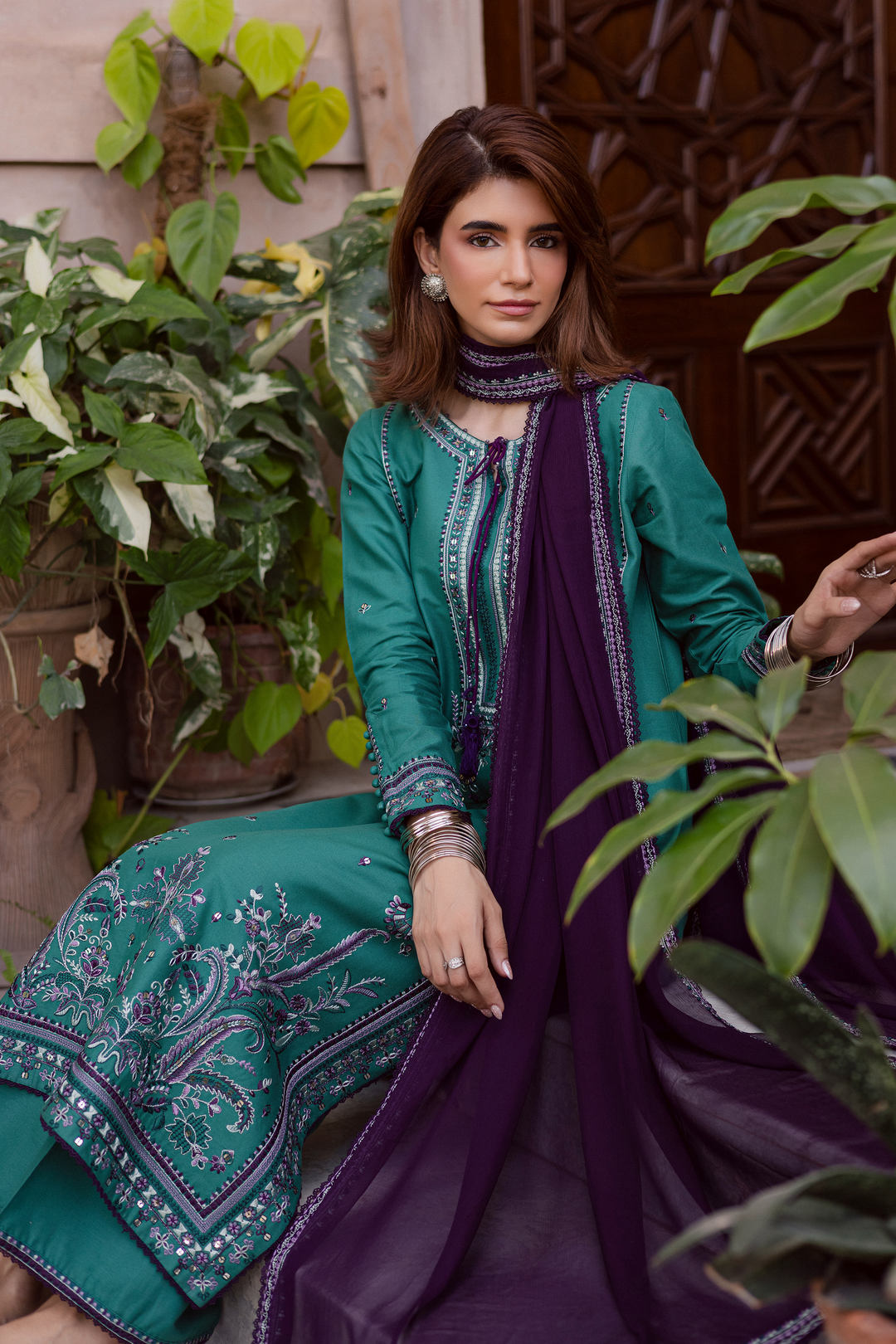 Amberleaf 3Pc - Embroidered Khaddar Dress